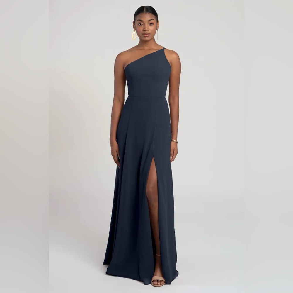 Jenny Yoo Kora One-Shoulder Gown | Navy | Luxe Chiffon